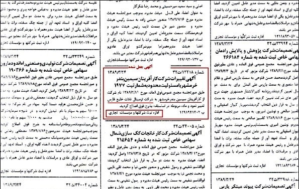 تغییر موضوع شرکت ها در روزنامه رسمی